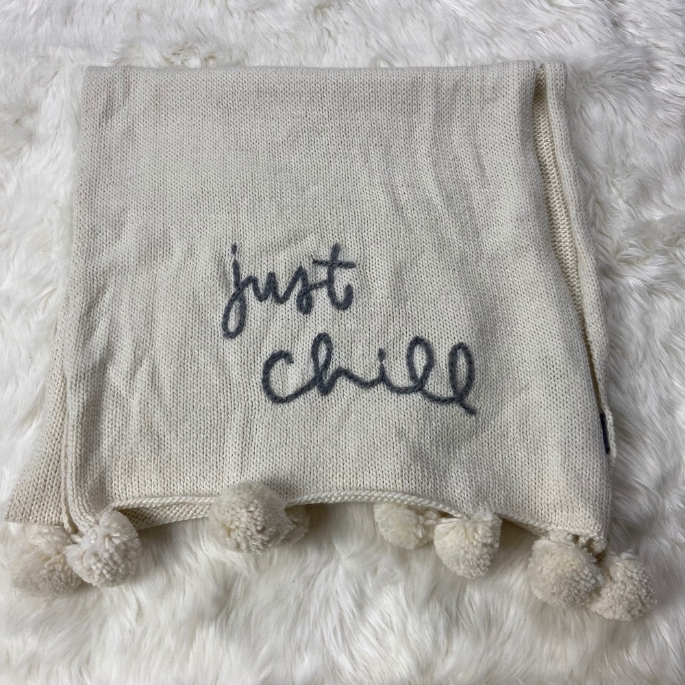 Cute "Just Chill" Aerie Pom Pom Scarf